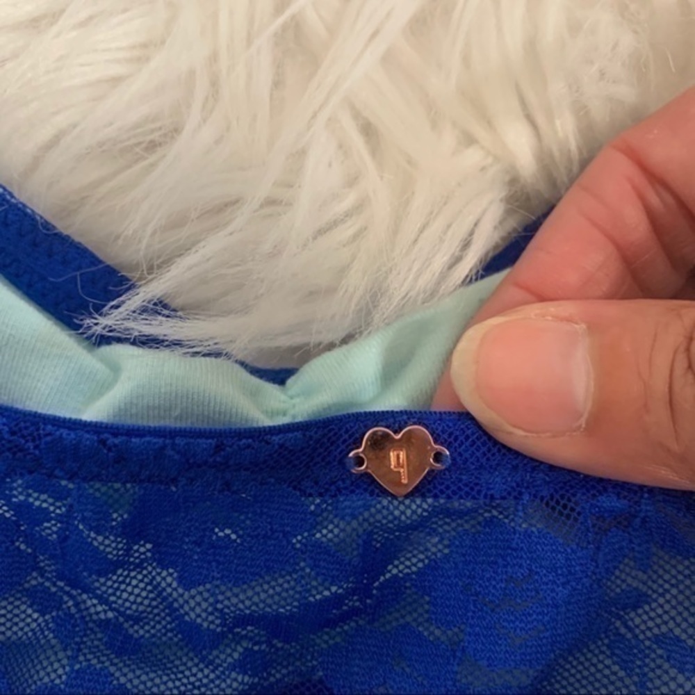 Victoria Secret PINK Blue Lace Bandeau Size XS - Picture 4 of 7